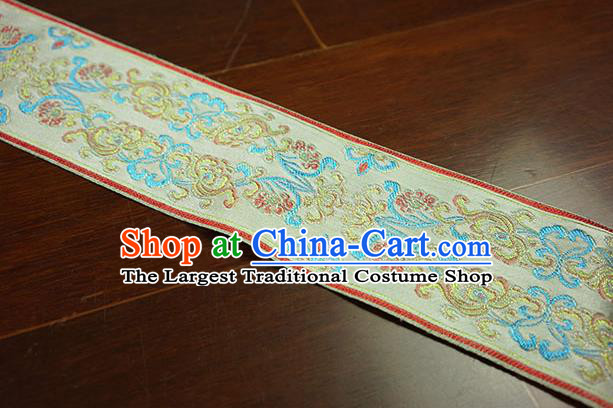 Chinese Traditional Embroidered Green Braid Band Decorative Border Collar Accessories
