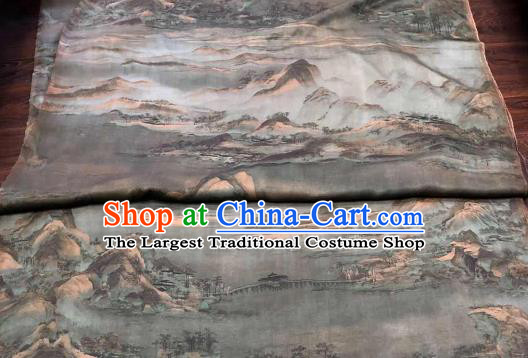 Chinese Traditional Landscape Design Pattern Silk Fabric Cheongsam Gambiered Guangdong Gauze Drapery