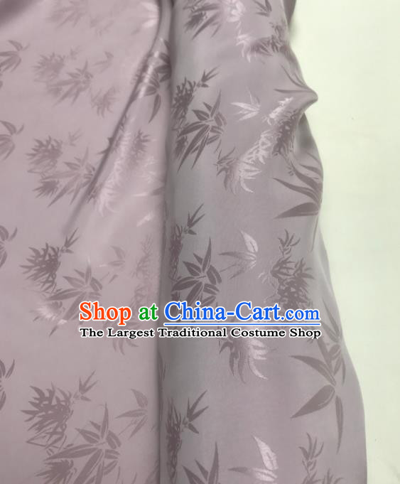 Chinese Traditional Bamboo Leaf Design Pattern Lilac Silk Fabric Cheongsam Mulberry Silk Drapery