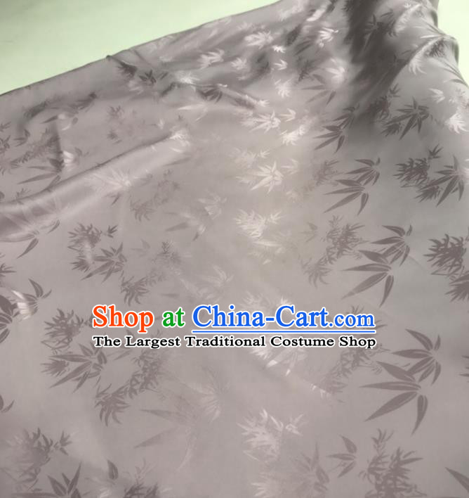 Chinese Traditional Bamboo Leaf Design Pattern Lilac Silk Fabric Cheongsam Mulberry Silk Drapery