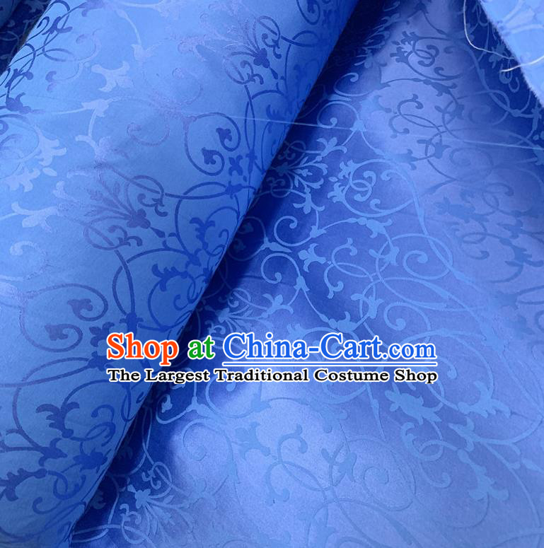 Chinese Traditional Twine Design Pattern Royalblue Silk Fabric Cheongsam Mulberry Silk Drapery