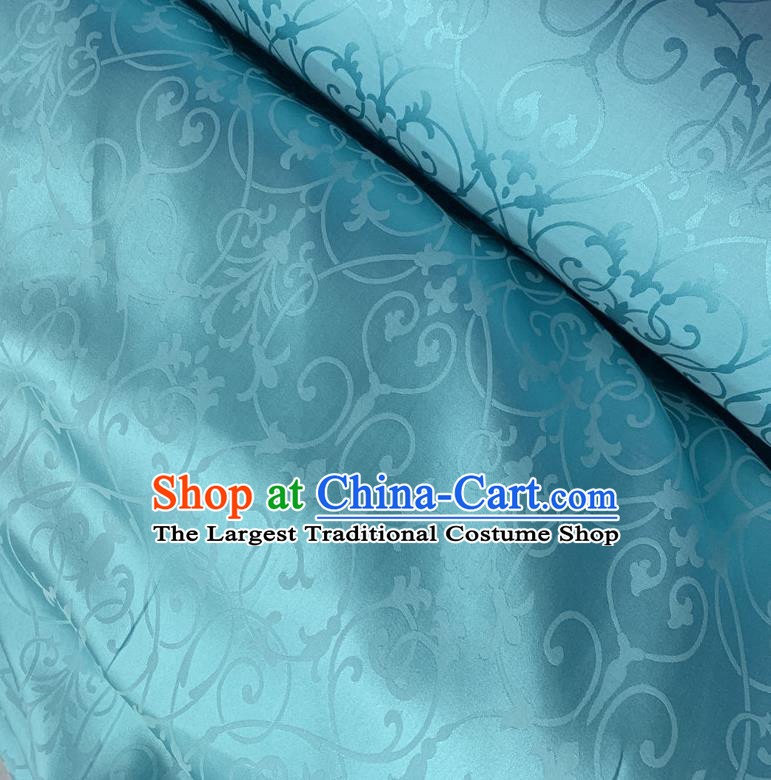 Chinese Traditional Twine Design Pattern Blue Silk Fabric Cheongsam Mulberry Silk Drapery