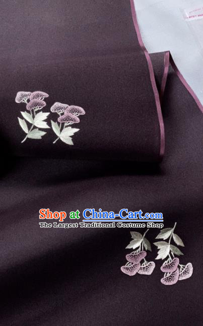 Chinese Classical Embroidered Pattern Design Wine Red Silk Fabric Asian Traditional Hanfu Brocade Material
