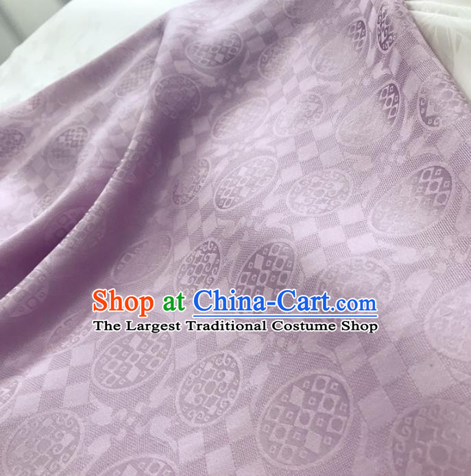 Chinese Traditional Round Design Pattern Lilac Silk Fabric Cheongsam Mulberry Silk Drapery