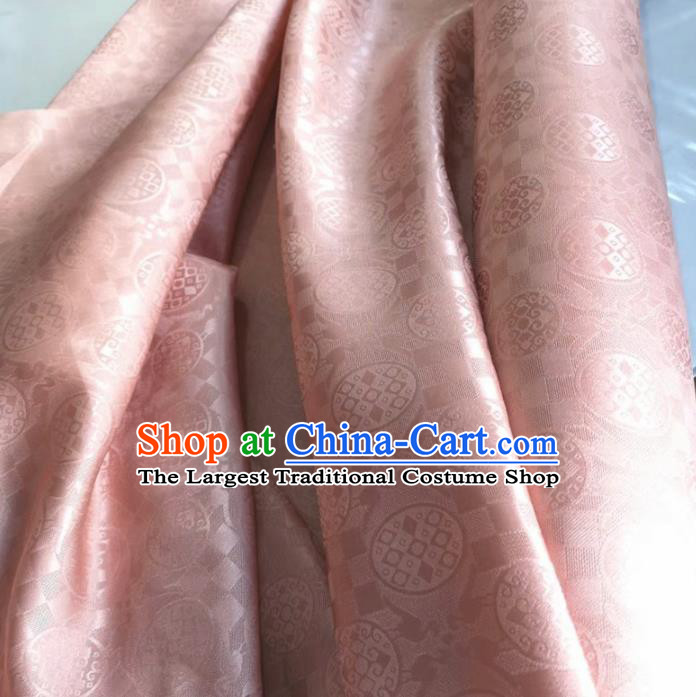 Chinese Traditional Round Design Pattern Pink Silk Fabric Cheongsam Mulberry Silk Drapery