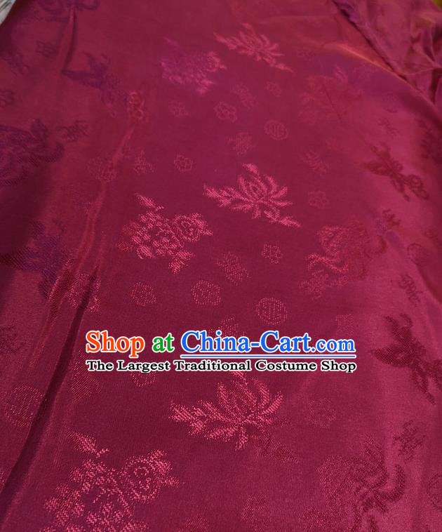 Chinese Traditional Jacquard Design Pattern Wine Red Silk Fabric Cheongsam Mulberry Silk Drapery