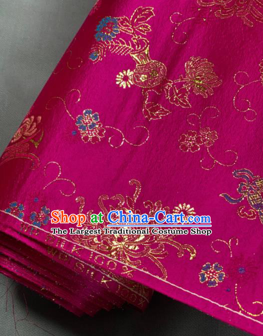 Chinese Classical Plum Chrysanthemum Pattern Design Rosy Silk Fabric Asian Traditional Hanfu Brocade Material