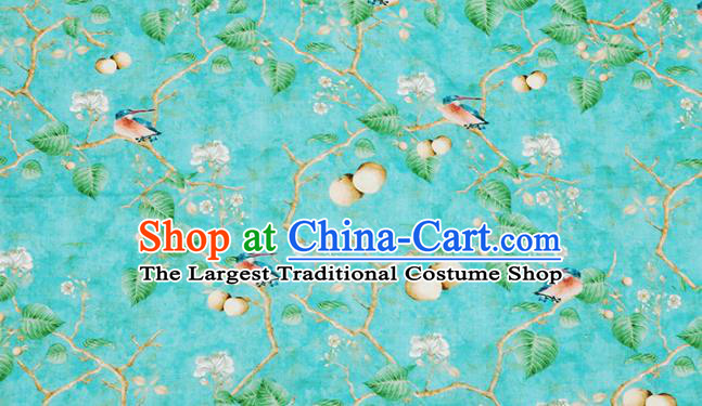 Chinese Traditional Bird Flowers Design Pattern Green Ramie Fabric Cheongsam Ramee Drapery