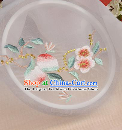 Chinese Traditional Embroidered Peach Flower White Chiffon Applique Accessories Embroidery Patch