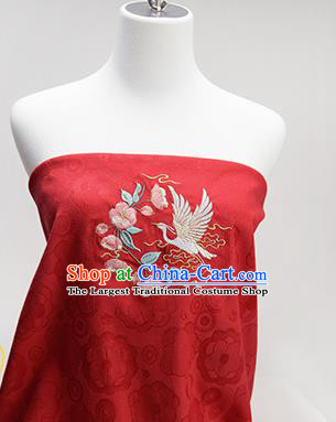 Chinese Traditional Embroidered Begonia Egret Red Silk Applique Accessories Embroidery Patch