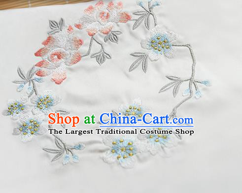 Chinese Traditional Embroidered Plum Lotus White Silk Applique Accessories Embroidery Patch