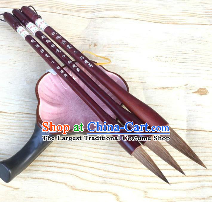 Traditional Chinese Calligraphy Bamboo Weasel Hair Brush Handmade The Four Treasures of Study Writing Brush Pen