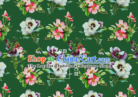 Chinese Classical Phalaenopsis Pattern Design Deep Green Silk Fabric Asian Traditional Hanfu Mulberry Silk Material