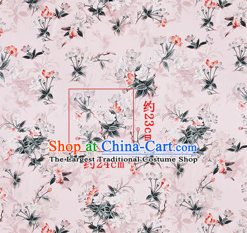 Chinese Classical Peach Blossom Pattern Design Pink Silk Fabric Asian Traditional Hanfu Mulberry Silk Material
