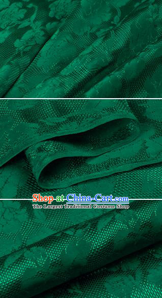 Chinese Classical Roses Pattern Design Green Silk Fabric Asian Traditional Hanfu Mulberry Silk Material
