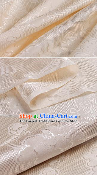 Chinese Classical Peony Pattern Design Champagne Silk Fabric Asian Traditional Hanfu Mulberry Silk Material