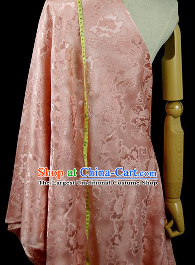 Chinese Classical Peony Pattern Design Pink Silk Fabric Asian Traditional Hanfu Mulberry Silk Material