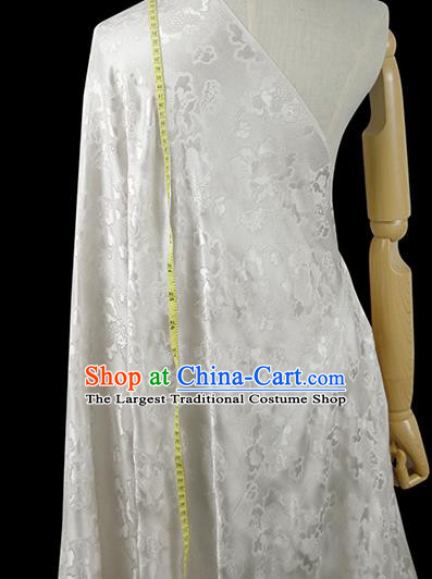 Chinese Classical Peony Pattern Design White Silk Fabric Asian Traditional Hanfu Mulberry Silk Material