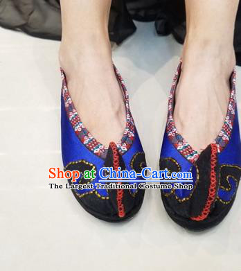 Traditional Chinese Ethnic Embroidered Royalblue Cloth Shoes National Shoes Hanfu Shoes for Women