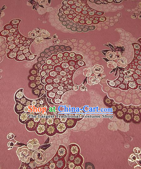 Chinese Classical Paeonia Lactiflora Pattern Design Pink Brocade Fabric Asian Traditional Hanfu Satin Material