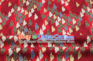 Chinese Classical Clouds Pattern Design Red Brocade Fabric Asian Traditional Hanfu Satin Material