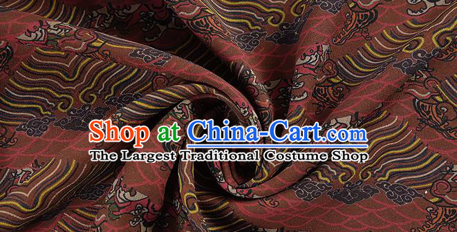 Chinese Classical Waves Pattern Design Brown Silk Fabric Asian Traditional Hanfu Mulberry Silk Material