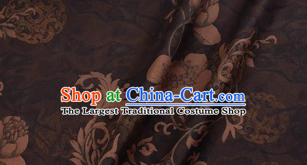 Chinese Classical Pattern Design Brown Silk Fabric Asian Traditional Hanfu Mulberry Silk Material