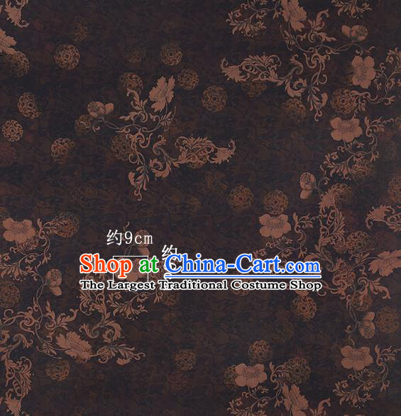 Chinese Classical Pattern Design Brown Silk Fabric Asian Traditional Hanfu Mulberry Silk Material