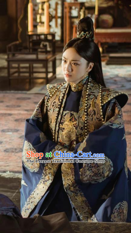 Chinese Ancient Drama Ming Dynasty Imperial Consort Sun Ruowei Replica Costumes and Headpiece Complete Set