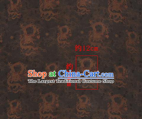 Chinese Classical Dragons Pattern Design Deep Brown Silk Fabric Asian Traditional Hanfu Mulberry Silk Material