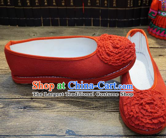 Traditional Chinese Red Cloth Shoes National Wedding Shoes Hanfu Shoes for Women