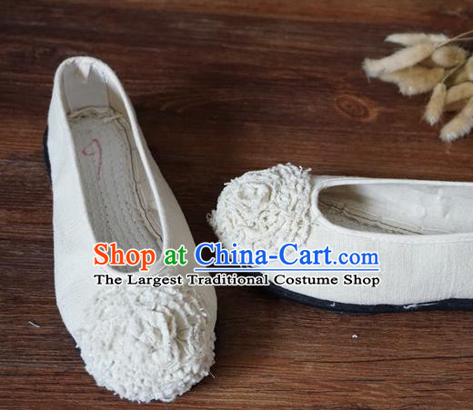 Traditional Chinese White Cloth Shoes National Wedding Shoes Hanfu Shoes for Women