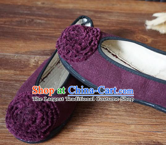 Traditional Chinese Purple Cloth Shoes National Wedding Shoes Hanfu Shoes for Women