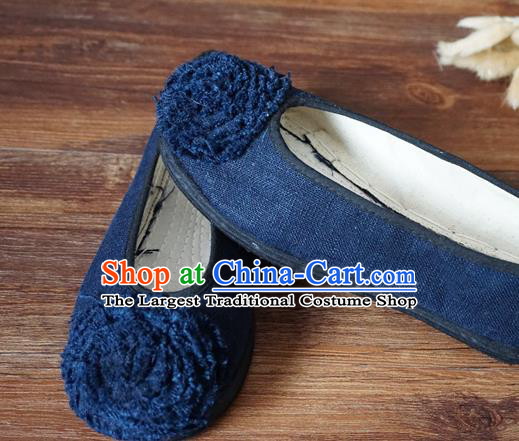Traditional Chinese Navy Cloth Shoes National Wedding Shoes Hanfu Shoes for Women