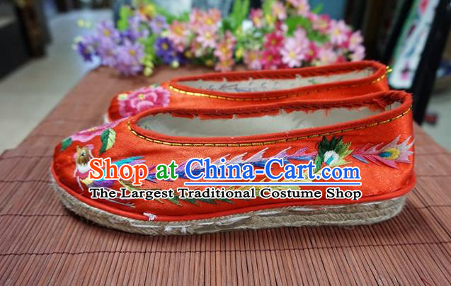 Traditional Chinese Wedding Red Satin Embroidered Shoes Princess Shoes National Shoes Hanfu Shoes for Women