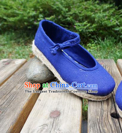 Traditional Chinese National Blue Cloth Shoes Ethnic Shoes Hanfu Shoes for Women