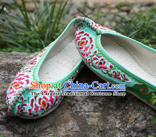 Traditional Chinese Wedding Embroidered Green Shoes National Ethnic Shoes Hanfu Shoes for Women
