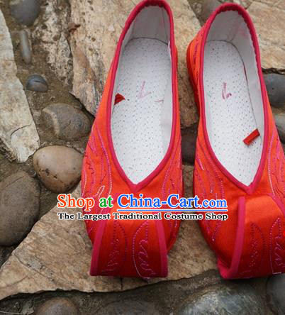Traditional Chinese Red Embroidered Shoes National Ethnic Wedding Shoes Hanfu Shoes for Women