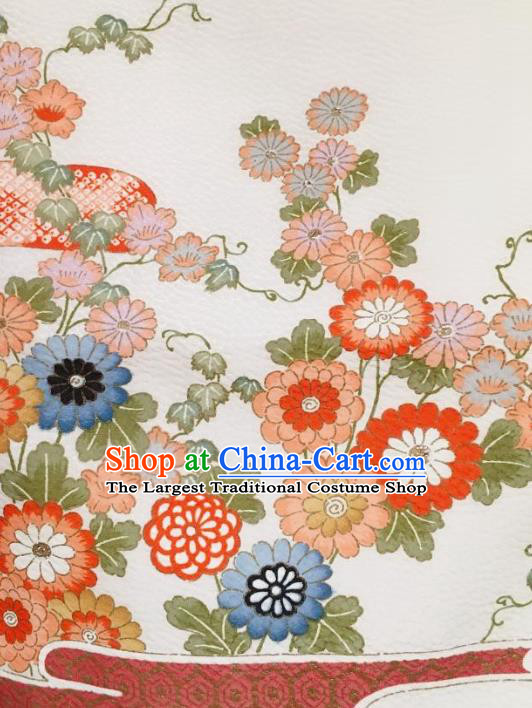 Japanese Traditional Embroidered Chrysanthemum Kimono Japan Yukata Costume for Women