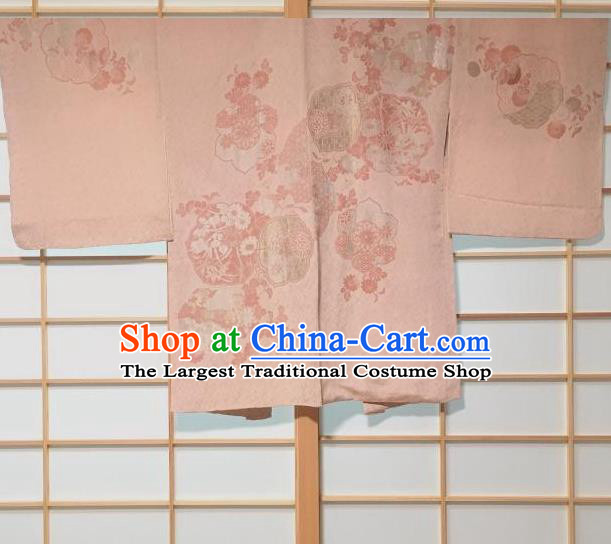 Japanese Traditional Printing Pink Haori Jacket Japan Kimono Overwear Costume for Men