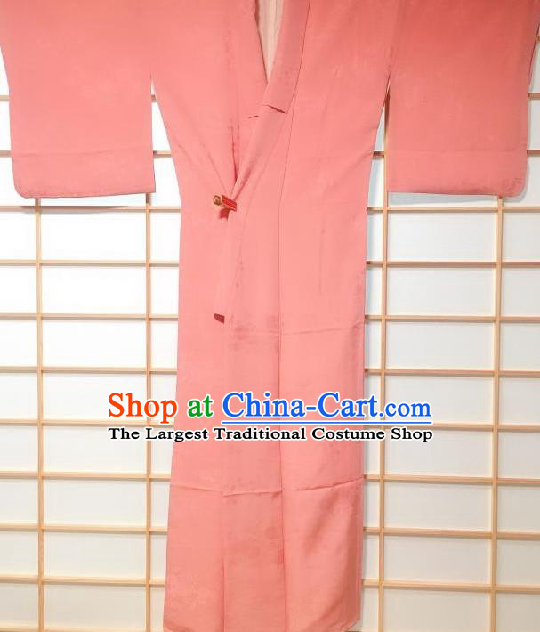 Traditional Japanese Chrysanthemum Pattern Pink Furisode Kimono Japan Yukata Dress Costume for Women