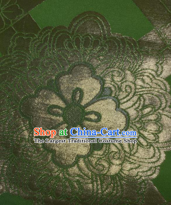 Japanese Traditional Embroidered Green Brocade Waistband Japan Kimono Yukata Belt for Women
