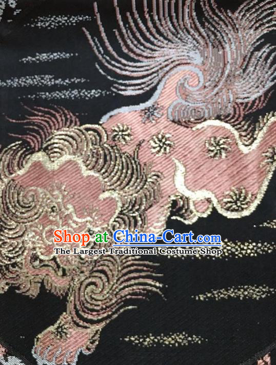 Japanese Traditional Embroidered Lion Black Brocade Waistband Japan Kimono Yukata Belt for Women