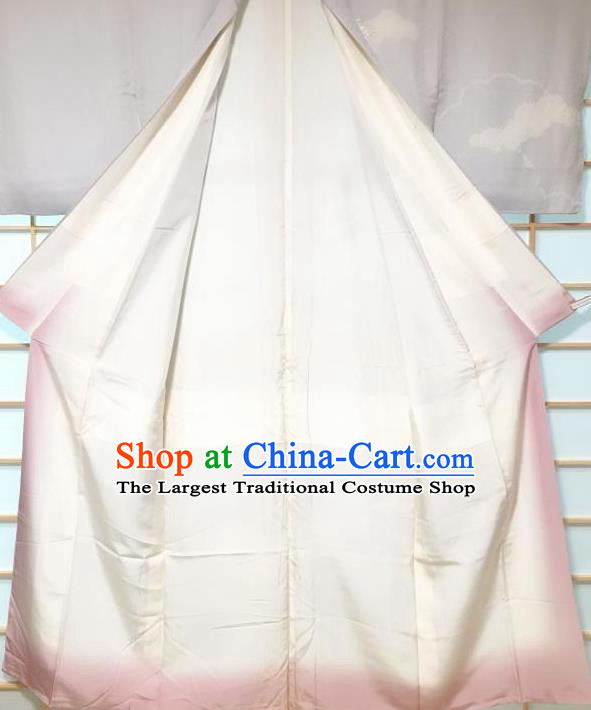 Japanese Traditional Embroidered Grey Tsukesage Kimono Japan Yukata Dress Costume for Women