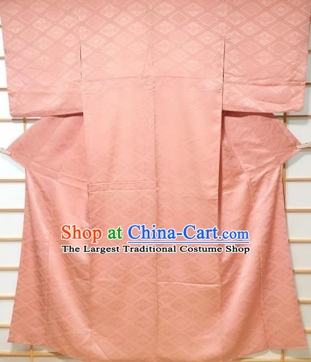 Japanese Classical Pattern Pink Iromuji Kimono Japan Traditional Yukata Dress Costume for Women