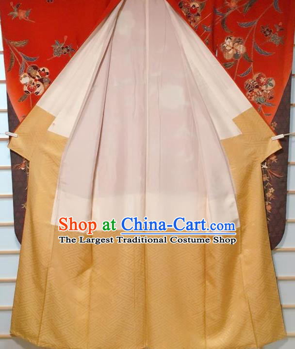 Japanese Classical Phoenix Sakura Pattern Red Furisode Kimono Japan Traditional Yukata Dress Costume for Women