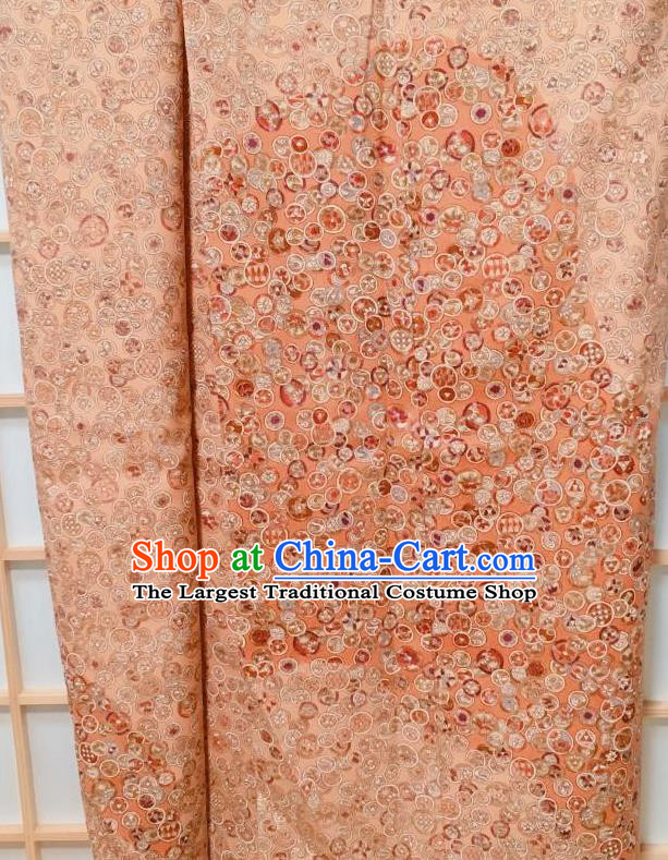 Japanese Classical Pattern Orange Tsukesage Kimono Japan Traditional Yukata Dress Costume for Women