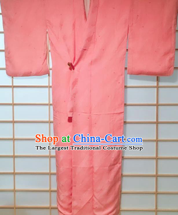 Japanese Classical Embroidered Pattern Pink Tsukesage Kimono Japan Traditional Yukata Dress Costume for Women
