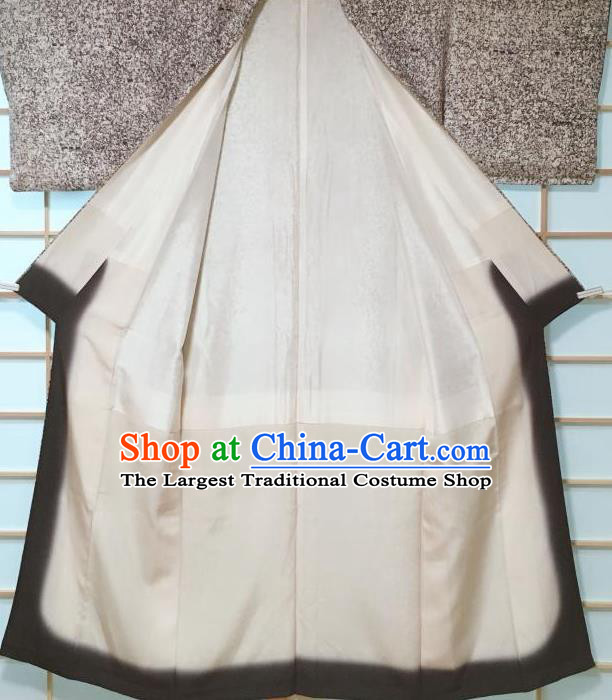 Japanese Classical Pattern Grey Kimono Japan Traditional Yukata Dress Costume for Women