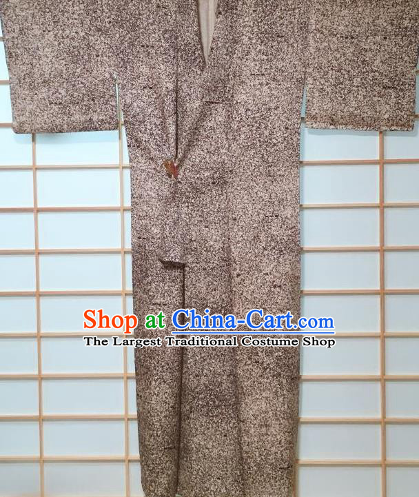 Japanese Classical Pattern Grey Kimono Japan Traditional Yukata Dress Costume for Women